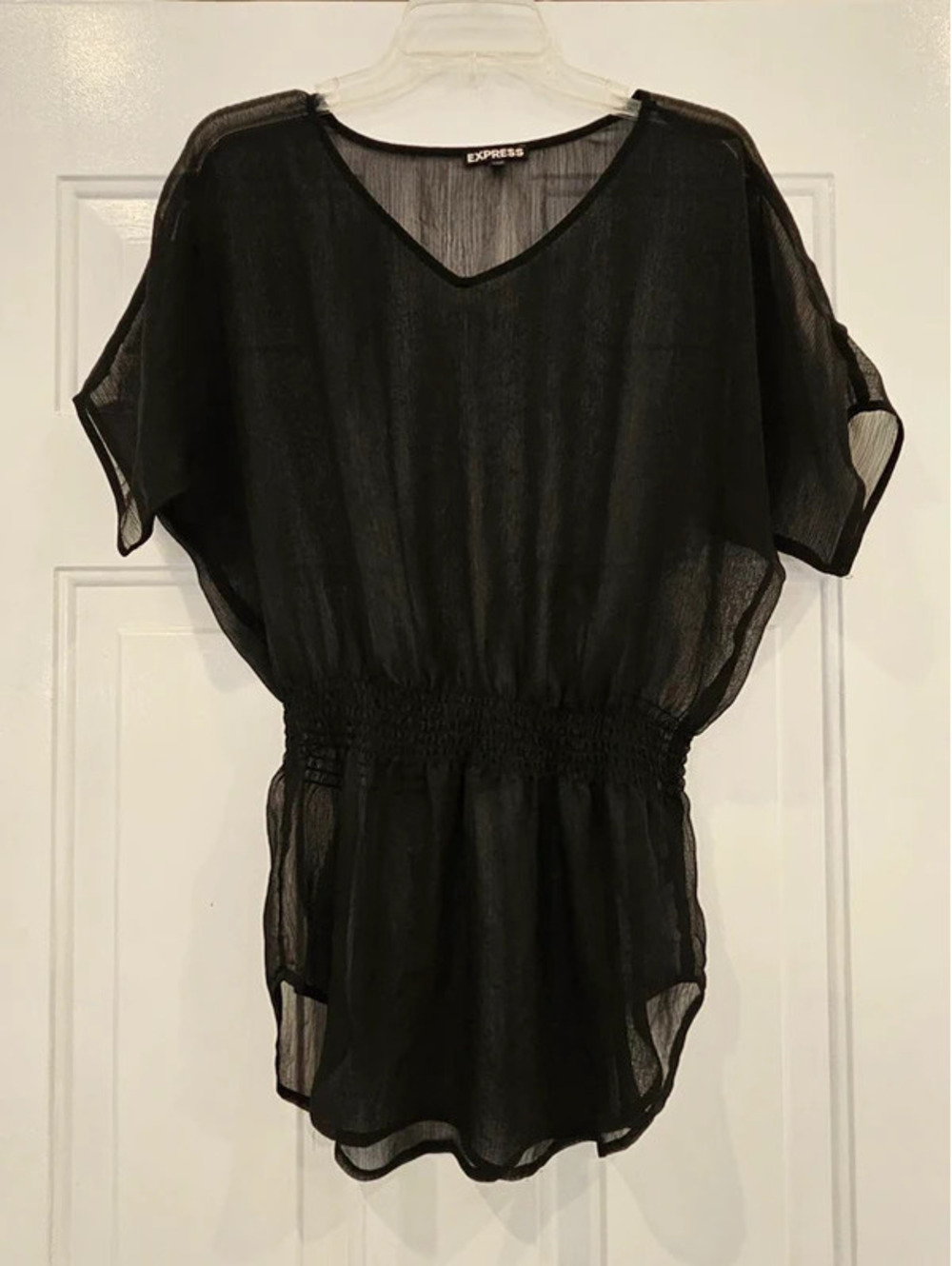 Express black chiffon top size XS sheer ID 506352 whimsigoth sheer gothic flowy